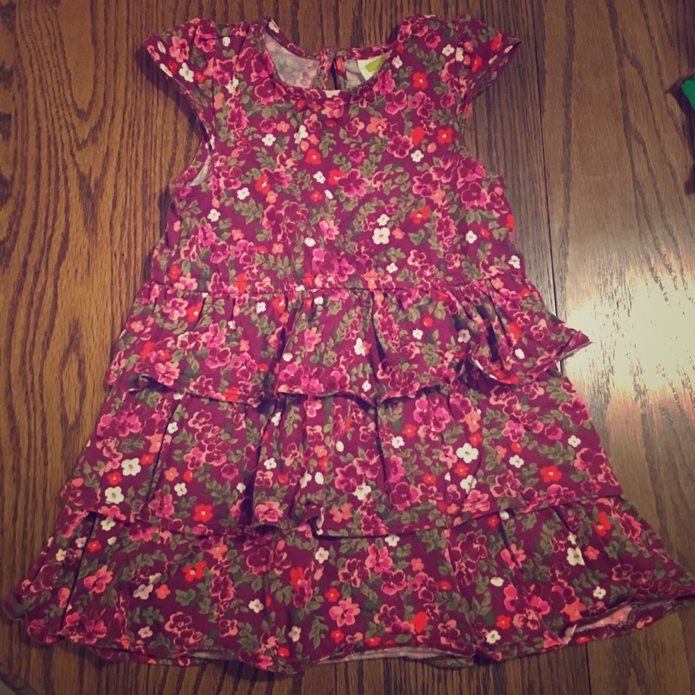 Little Girls Flowered Ruffle Dress.